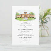 Invitation Elégant aquarelle Trakÿ Vokė Manor Mariage (Debout devant)