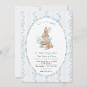 Invitation Élégant Aquarelle Un 1er Anniversaire some bunny G