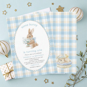 Invitation Élégant Aquarelle Un 1er Anniversaire some bunny G