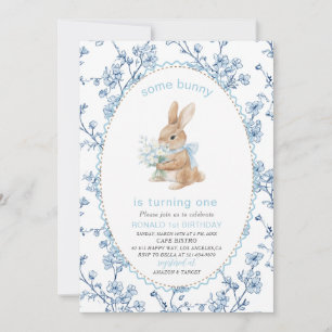 Invitation Élégant Aquarelle Un 1er Anniversaire some bunny G