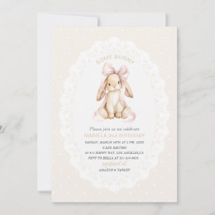 Invitation Élégant aquarelle un 2e anniversaire some bunny gi