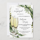 Invitation Elégant Aquarelle Verdure Champagne Fiançailles (Devant)