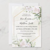 Invitation Elégant Aquarelle Verdure Fleurs blanches Mariage (Devant)