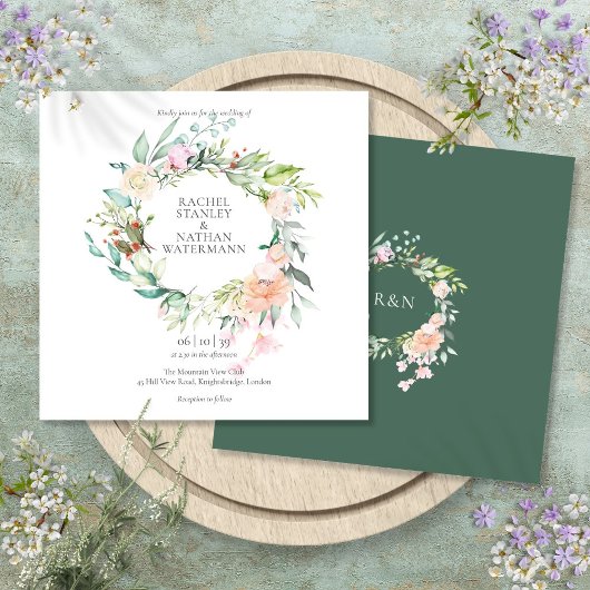 Invitation Elégant Aquarelle Verdure Floral Mariage