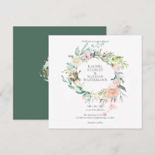 Invitation Elégant Aquarelle Verdure Floral Mariage