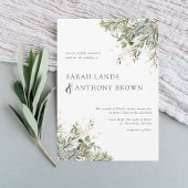 Invitation Elégant aquarelle vert feuillage Mariage photo