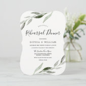 Invitation Elégant aquarelle vert Feuille de répétition Dîner (Debout devant)