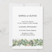 Invitation Elégant Aquarelle Vert Feuille Mariage tout en un (Dos)