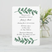 Invitation Elégant Aquarelle Vert Feuilles Dîner de répétitio (Debout devant)