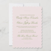 Invitation Elégant Aquarelle vert Mariage points rose (Devant)