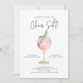 Invitation Elégant Aquarelle Vin Cocktail Party Rose 21e (Devant)