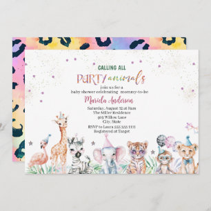Invitation Elégant Aquarelle Wild Safari Animaux Baby shower
