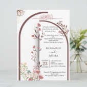 Invitation Elegant Arabic Calligraphy Floral Wedding Template (Debout devant)