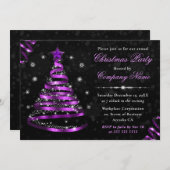 Invitation Élégant arbre à ruban violet Noël d'entreprise (Devant / Derrière)