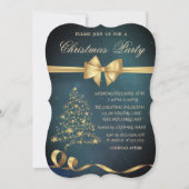 Invitation Élégant Arbre de Noël Or Étoiles Bow Noël (Devant)