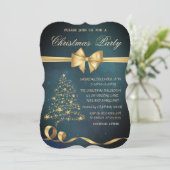 Invitation Élégant Arbre de Noël Or Étoiles Bow Noël (Debout devant)