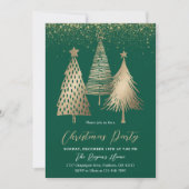 Invitation Elégant Arbre de Noël Or Parties scintillant neige (Devant)