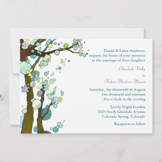Invitation Élégant arbre thème Forêt Mariage vert (Dos)