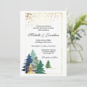 Invitation Élégant arbre vert de forêt Mariage chrétien (Debout devant)