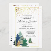 Invitation Élégant arbre vert de forêt Mariage chrétien (Devant / Derrière)