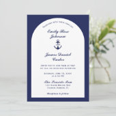 Invitation Elégant Arc Blanc & Marine Bleu Mariage nautique (Debout devant)