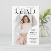 Invitation Elégant Arc de Grad Cadre photo Floral (Debout devant)