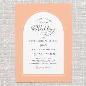 Invitation Elégant arc de pêche Moderne Calligraphie Mariage 