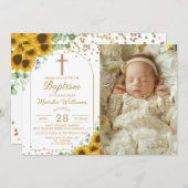 Invitation Elégant Arc de tournesol Parties scintillant or Ba (Devant / Derrière)