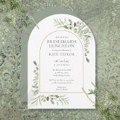 Invitation Élégant Arc d'or vert Bridesmaids déjeuner