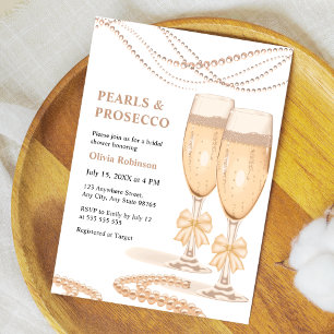 Invitation Élégant Arc en Or Perles et Prosecco Enterrement d