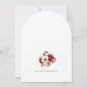 Invitation Élégant Arc floral rouge de Noël Damas (Dos)