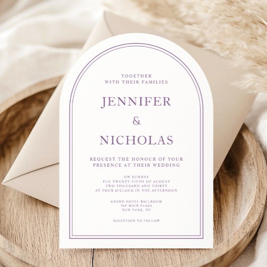 Invitation Élégant Arc Mariage classique français Lilac