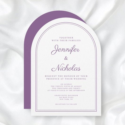 Invitation Élégant Arc Mariage classique français Lilac