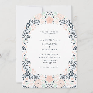 Invitation Elégant arc Mariage floral neutre