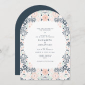 Invitation Elégant arc Mariage floral neutre (Devant / Derrière)