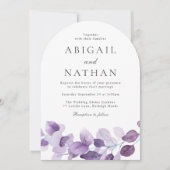Invitation Elégant Arc Mariage moderne feuille violet (Devant)