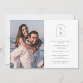 Invitation Élégant Arc Moderne Monogramme Photo Couples Douch (Devant)