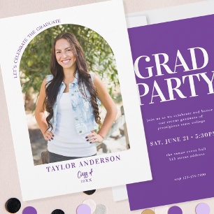 Invitation Elégant Arc Moderne Photo Purple Graduation Party