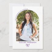 Invitation Elégant Arc Moderne Photo Purple Graduation Party (Devant)