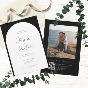 Invitation Élégant Arc noir et blanc Mariage