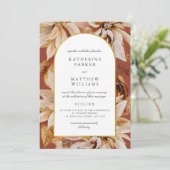 Invitation Elégant Arc Or Automne Aquarelle Floral Mariage (Debout devant)