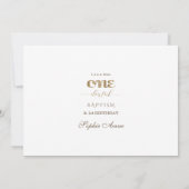 Invitation Elégant Arc Or Baptême 1er anniversaire fille phot (Dos)