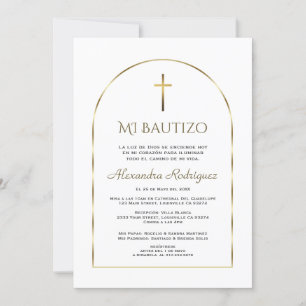 Invitation Elégant Arc Or Invitacion De Bautizo Baptême