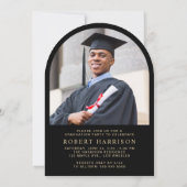 Invitation Elégant Arc Photo Black Gold Graduation Party (Dos)