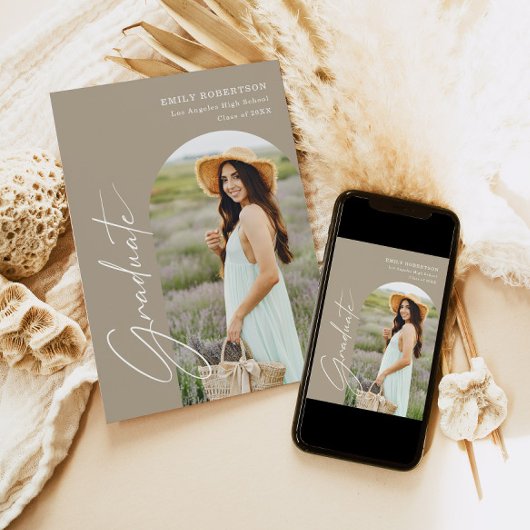 Invitation Élégant Arc Photo Graduation