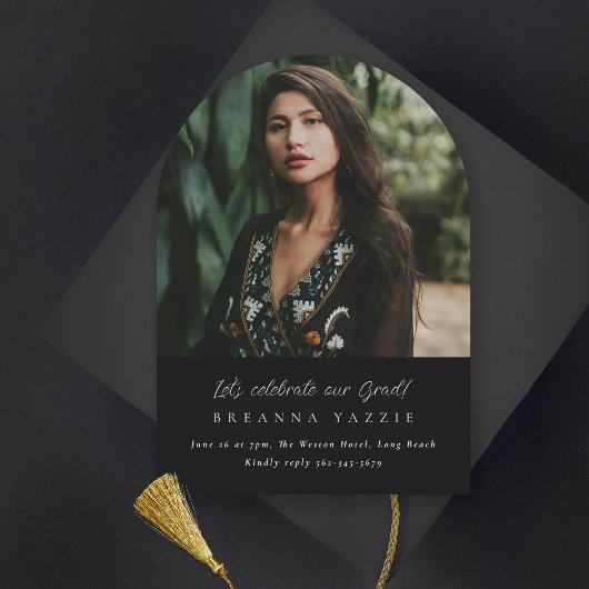 Invitation Élégant Arc Photo Graduation