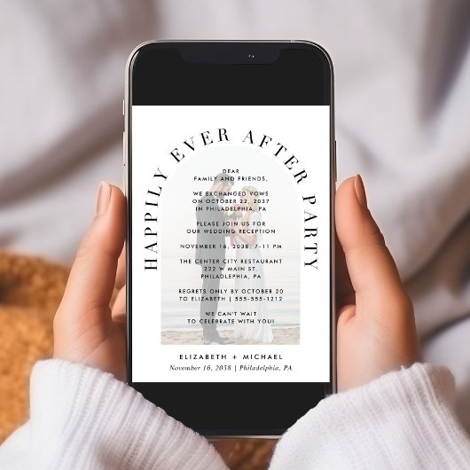 Invitation Elégant Arc Photo Overlay Mariage Réception