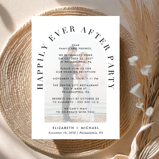 Invitation Elégant Arc Photo Overlay Mariage Réception