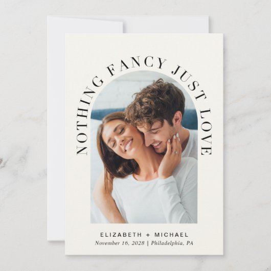 Invitation Elégant Arc Photo QR Code Cream Mariage Décontract (Devant)