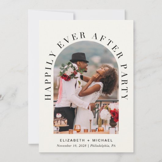 Invitation Elégant Arc Photo QR Code Cream Wedding Réception (Devant)